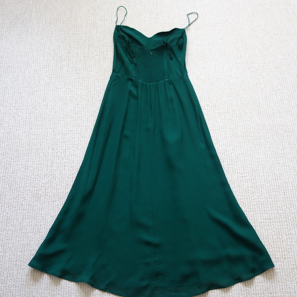 NEW Reformation Juliette Dress Emerald Green - Picture 7 of 16